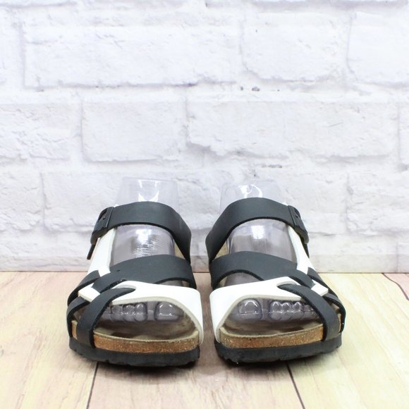 Betula by Birkenstock Black White Leather Open Toe Strappy Sandals Size M 4 L 6 - Picture 4 of 10